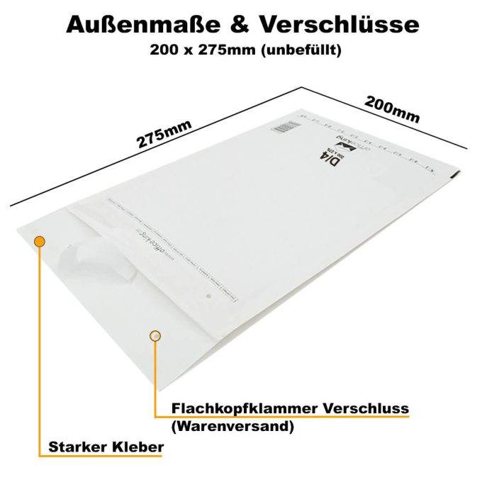 100x D4 Luftpolstertaschen 200x275 mm weiß - officeking