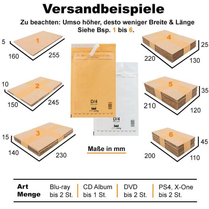 100x D4 Luftpolstertaschen 200x275 mm weiß - officeking