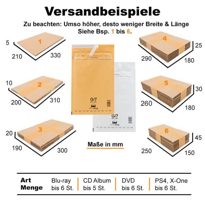 100x G7 Luftpolstertaschen 250x350 mm weiß - officeking