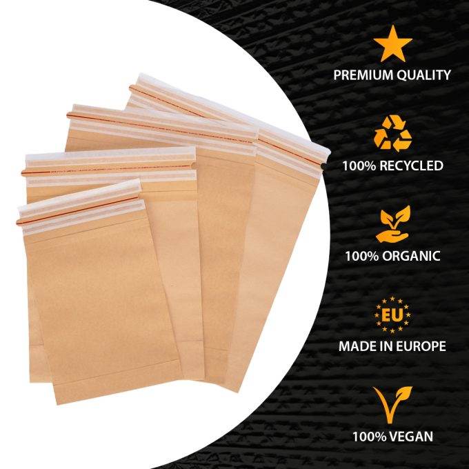 Versandbeutel Kraftpapier 250x320x50 mm DIN A4 120 g/m² mit Bodenfalte + wiederverschließbar