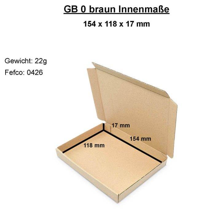 Großbriefkarton 165x125x20 mm DIN A6 braun - GB 0