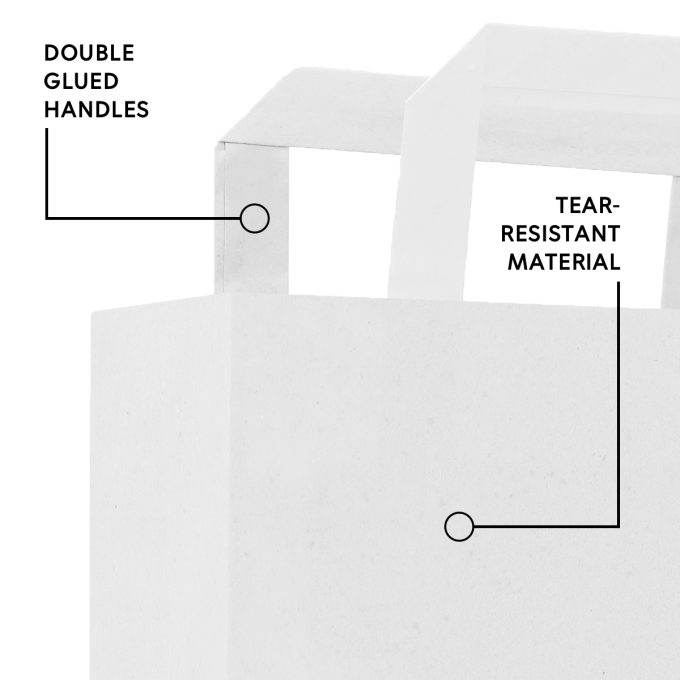 BIO Papiertragetaschen weiß 27x32x17 cm Kraftpapier mit Flachhenkel