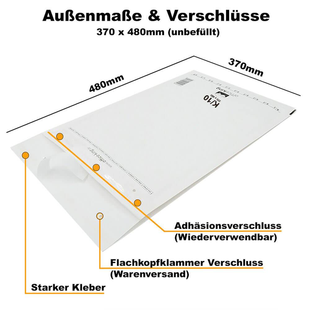 50x K10 Luftpolstertaschen 370x480 mm weiß - officeking 19-2