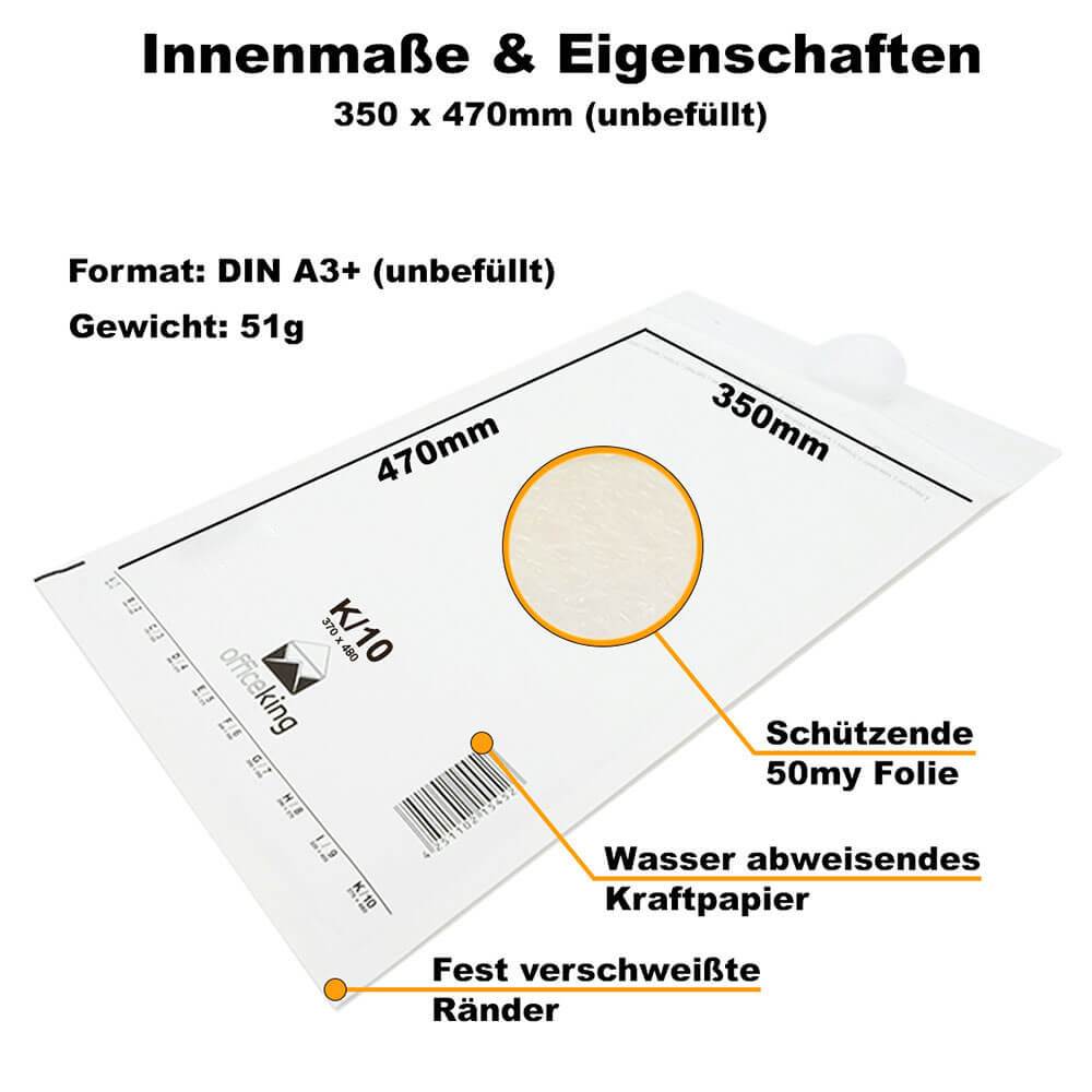 50x K10 Luftpolstertaschen 370x480 mm weiß - officeking 19-3
